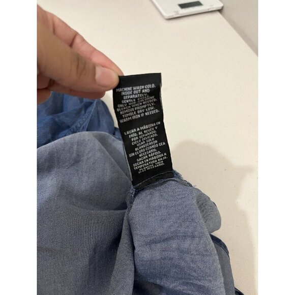 Zac & Rachel Womens Tunic Blouse Chambray Asymmetrical Button Up Lyocell size 2X - Picture 12 of 12